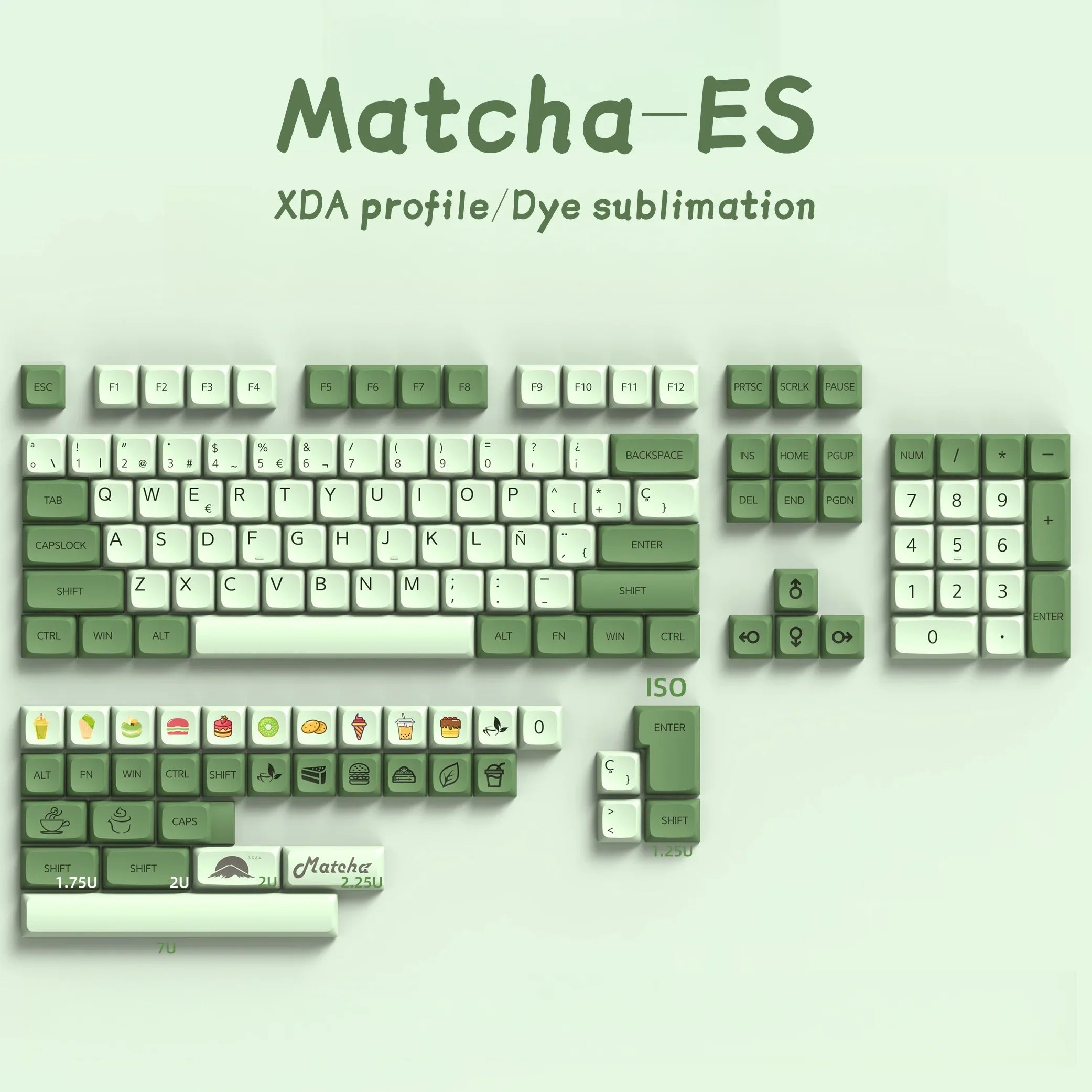 Spanish ES PBT Keycaps XDA Profile Shimmer Iceberg Marshmallow Matcha Keycap For GMK67 Mechanical Keyboard Dye Sublimation ISO