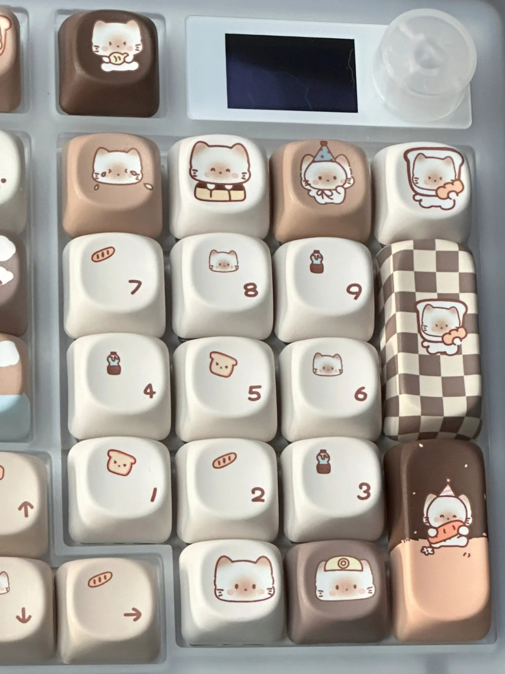 Siamese Kitten Bakery Keycaps Custom PBT MOA Profile Keycap Cute Cartoon Anime Cat Point Key Caps for Gaming Mechanical Keyboard