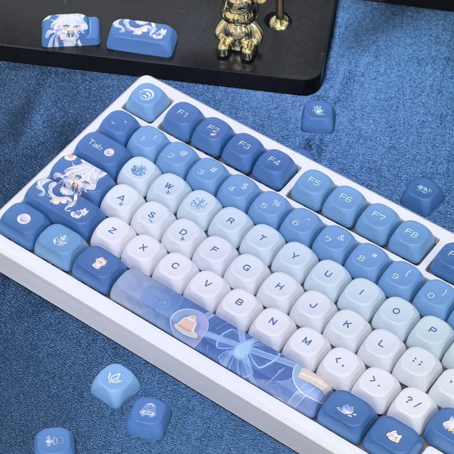 Genshin Impact Theme Xiao Keycaps MOA Profile PBT Sublimation Mechanical Keyboard Caps Cartoon Character Gamer XIAO Keycap